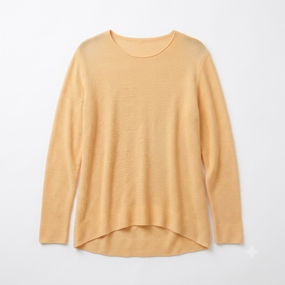 Eileen Fisher Cantaloupe Linen Tunic L Relaxed Quiet Luxury Fall Cozy